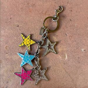 Coach Multicolor Enamel & Crystal Star Charm Keyring